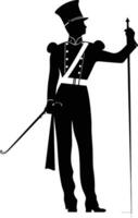 AI generated Silhouette drum major with mace in perform marching band leader vector