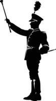 AI generated Silhouette drum major with mace in perform marching band leader vector