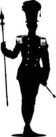 AI generated Silhouette drum major with mace in perform marching band leader vector