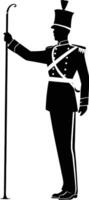 AI generated Silhouette drum major with mace in perform marching band leader vector