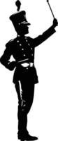 AI generated Silhouette drum major with mace in perform marching band leader vector