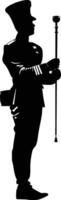 AI generated Silhouette drum major with mace in perform marching band leader vector