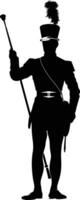 AI generated Silhouette drum major with mace in perform marching band leader vector