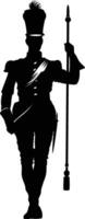 AI generated Silhouette drum major with mace in perform marching band leader vector