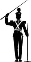 AI generated Silhouette drum major with mace in perform marching band leader vector