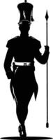 AI generated Silhouette drum major with mace in perform marching band leader vector