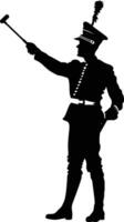 AI generated Silhouette drum major with mace in perform marching band leader vector