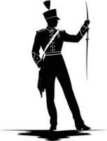 AI generated Silhouette drum major with mace in perform marching band leader vector