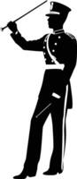 AI generated Silhouette drum major with mace in perform marching band leader vector