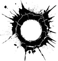 AI generated Silhouette bullet hole in concrete black color only vector