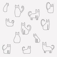 Doodle freehand drawing of cute cats. vector