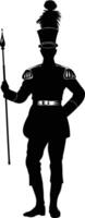 AI generated Silhouette drum major with mace in perform marching band leader vector