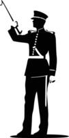 AI generated Silhouette drum major with mace in perform marching band leader vector