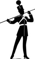 AI generated Silhouette drum major with mace in perform marching band leader vector