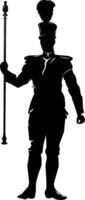 AI generated Silhouette drum major with mace in perform marching band leader vector