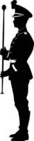 AI generated Silhouette drum major with mace in perform marching band leader vector