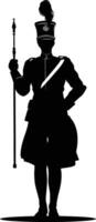 AI generated Silhouette drum major with mace in perform marching band leader vector