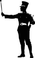 AI generated Silhouette drum major with mace in perform marching band leader vector