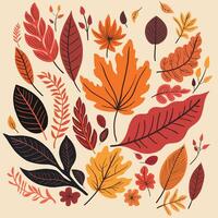 Simplicity autumn leaf freehand drawing flat design. vector