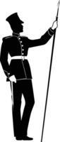 AI generated Silhouette drum major with mace in perform marching band leader vector