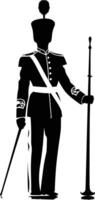 AI generated Silhouette drum major with mace in perform marching band leader vector