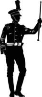 AI generated Silhouette drum major with mace in perform marching band leader vector