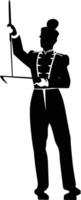 AI generated Silhouette drum major with mace in perform marching band leader vector