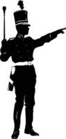 AI generated Silhouette drum major with mace in perform marching band leader vector