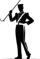 AI generated Silhouette drum major with mace in perform marching band leader vector