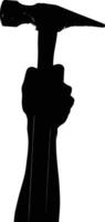 AI generated Silhouette hand holding hammer for construction or labor day celebration logo symbol vector