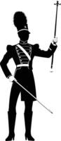 AI generated Silhouette drum major with mace in perform marching band leader vector