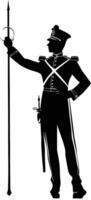 AI generated Silhouette drum major with mace in perform marching band leader vector