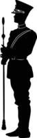 AI generated Silhouette drum major with mace in perform marching band leader vector