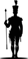 AI generated Silhouette drum major with mace in perform marching band leader vector