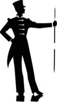 AI generated Silhouette drum major with mace in perform marching band leader vector