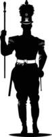 AI generated Silhouette drum major with mace in perform marching band leader vector