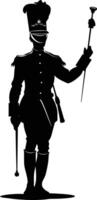 AI generated Silhouette drum major with mace in perform marching band leader vector