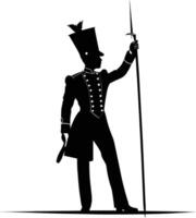 AI generated Silhouette drum major with mace in perform marching band leader vector