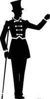 AI generated Silhouette drum major with mace in perform marching band leader vector