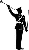 AI generated Silhouette drum major with mace in perform marching band leader vector