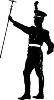 AI generated Silhouette drum major with mace in perform marching band leader vector