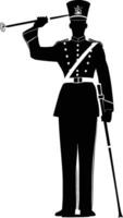 AI generated Silhouette drum major with mace in perform marching band leader vector