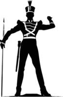 AI generated Silhouette drum major with mace in perform marching band leader vector