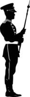 AI generated Silhouette drum major with mace in perform marching band leader vector