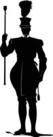 AI generated Silhouette drum major with mace in perform marching band leader vector