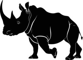 AI generated Silhouette rhinoceros animal black color only full body vector