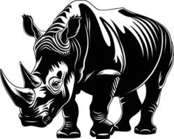 AI generated Silhouette rhinoceros animal black color only full body vector