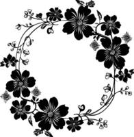 AI generated floral frame and wreath element for wedding invitation template black color only vector