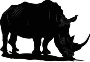 AI generated Silhouette rhinoceros animal black color only full body vector