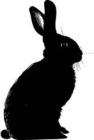 AI generated Silhouette rabbit or bunny animal black color only vector